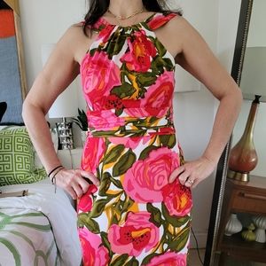 DAVID MEISTER Floral High Neck Cocktail Dress Sz 6